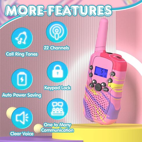 Selieve Gifts Toys for 3 4 5 6 Year Old Girls, Walkie Talkies for Kids 2 Pack with 22 Channels, LCD Screen, LED Flashlight & VOX Function, 2 Way Radio Gift for Giirls Outside Camping, Hiking in Saudi Arabia