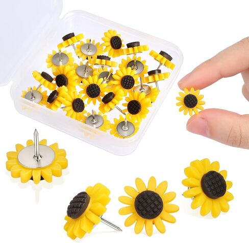 Sunflower Push Pins, Thumb Tacks Decorative Push Pins Cork Board Pins for Bulletin Board Photos Wall Office Decorations Classroom School Supplies (20 Pcs) in Kuwait