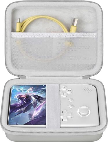 RAIALL Carrying Case for Anbernic RG40XXV Retro Handheld Game Console, RG40XXV Video Game Holder with Mesh Pocket for Cable and Other Accessories, Grey in Kuwait