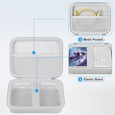 RAIALL Carrying Case for Anbernic RG40XXV Retro Handheld Game Console, RG40XXV Video Game Holder with Mesh Pocket for Cable and Other Accessories, Grey in Kuwait