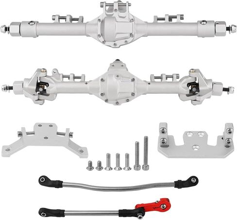 مجموعة المحور الأمامي والخلفي المعدنية لـ 1/10 RC الزاحف المحوري SCX10 & SCX10 II 90046 90047 D90 D110 RC ترقيات الملحقات جزء (فضي) in Kuwait