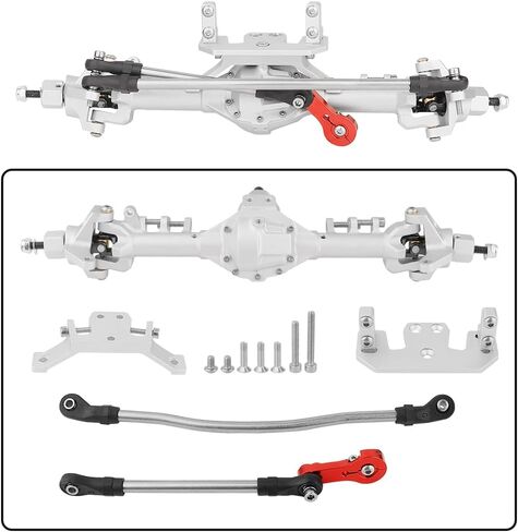 مجموعة المحور الأمامي والخلفي المعدنية لـ 1/10 RC الزاحف المحوري SCX10 & SCX10 II 90046 90047 D90 D110 RC ترقيات الملحقات جزء (فضي) in Kuwait