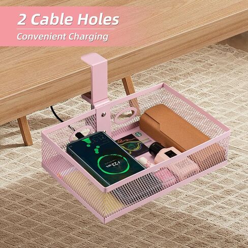 تخزين Omhuzsyo وردي تحت المكتب، مشبك على المكتب تحت سلة درج المكتب، منظم درج يدور 360 درجة، ملحق صينية درج المكتب يوفر مساحة أسفل الطاولة، مناسب لسيناريوهات مختلفة (وردي) in Kuwait