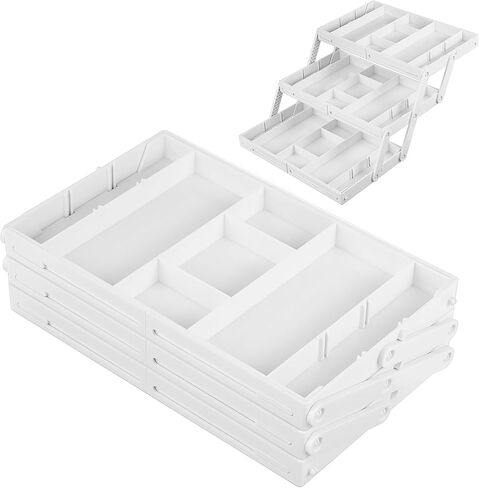 2/3 Tier Drawer Organizer, Expandable Desk Organizer with Dividers Stickers, Collapsible Storage Tray for Cosmetic Jewelry Tools Office Supplies Storage(1 Row 3 Tier) in Saudi Arabia