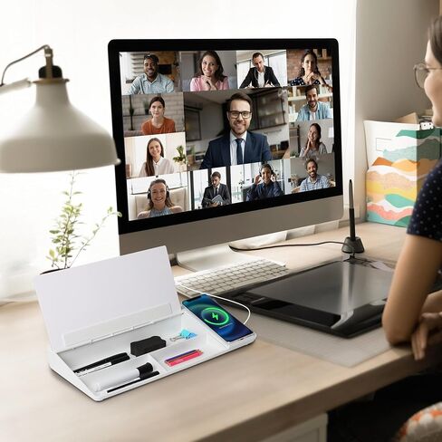 ORIENTOOLS سبورة بيضاء زجاجية صغيرة لسطح المكتب، سبورة بيضاء للمكتب، قائمة المهام، لوحة مسح جافة للمكتب مع مساحة تخزين، لوحة كمبيوتر وحامل لوحة مفاتيح، منظمات مكتبية مع ملحقات للمكتب والمنزل والمدرسة in Saudi Arabia