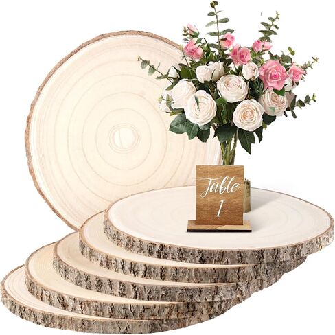 Wood Slices 8 Pack 9-10.5Inch Large Wood Rounds Unfinished Wood Slices for Centerpieces, Wood Ornaments,Wood Chargers,Wood Slices forTables Decor,Crafts,DIY in Saudi Arabia