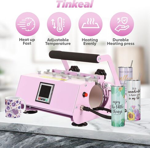 Tinkeal Tumbler Heat Press Machine Sublimation Transfer for 11-30oz Cup，Mug Heat Press Sublimation Paper with Heat-Resist Gloves & Tape, DIY Ceramic Mugs in Saudi Arabia