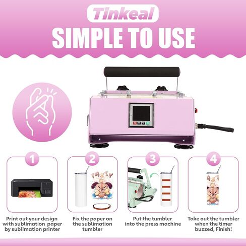 Tinkeal Tumbler Heat Press Machine Sublimation Transfer for 11-30oz Cup，Mug Heat Press Sublimation Paper with Heat-Resist Gloves & Tape, DIY Ceramic Mugs in Saudi Arabia