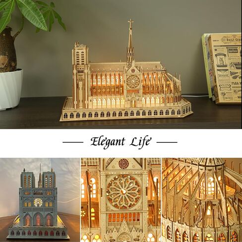 3D Wooden Puzzle for Adults, France Notre Dame de Paris Wood Architecture Model, DIY Mechanical Building Kit Craft Hobbies Toy, Birthday Festival Gift for Women Men, Home Decor, 266 PCS in Saudi Arabia