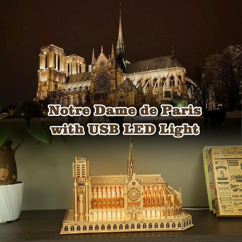 3D Wooden Puzzle for Adults, France Notre Dame de Paris Wood Architecture Model, DIY Mechanical Building Kit Craft Hobbies Toy, Birthday Festival Gift for Women Men, Home Decor, 266 PCS in Saudi Arabia