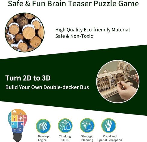 3D Wooden Puzzle for Adults, France Notre Dame de Paris Wood Architecture Model, DIY Mechanical Building Kit Craft Hobbies Toy, Birthday Festival Gift for Women Men, Home Decor, 266 PCS in Saudi Arabia