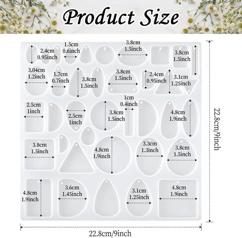 38 Cavity Resin Jewelry Molds with Hanging Hole Resin Molds Silicone Molds for Resin DIY Silicone Molds for Epoxy Resin Silicone Molds for Crafts for Earring Pendant Jewelry Necklace Keychains Making in Saudi Arabia