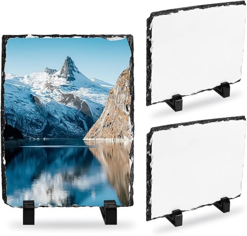 Enenes 4x6 بوصة التسامي لائحة فارغة، 3 قطعة مستطيلة مخصصة حجر لائحة إطار الصورة ماتي نقل الحرارة روك صورة اللوحة in Kuwait