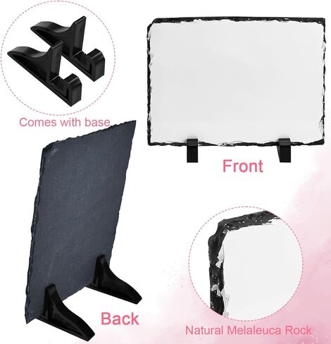 Enenes 4x6 بوصة التسامي لائحة فارغة، 3 قطعة مستطيلة مخصصة حجر لائحة إطار الصورة ماتي نقل الحرارة روك صورة اللوحة in Kuwait