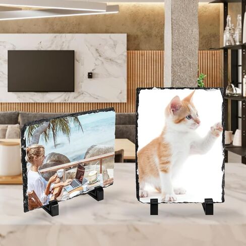 Enenes 4x6 بوصة التسامي لائحة فارغة، 3 قطعة مستطيلة مخصصة حجر لائحة إطار الصورة ماتي نقل الحرارة روك صورة اللوحة in Kuwait