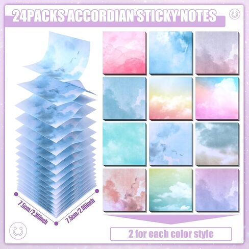 24 Pads Watercolors Pop up Sticky Notes 3 x 3 Inches Water Colors Self Stick Notes Water Colors Self Stick Memo Pads for Office Home Notebook Work Supplies in Saudi Arabia