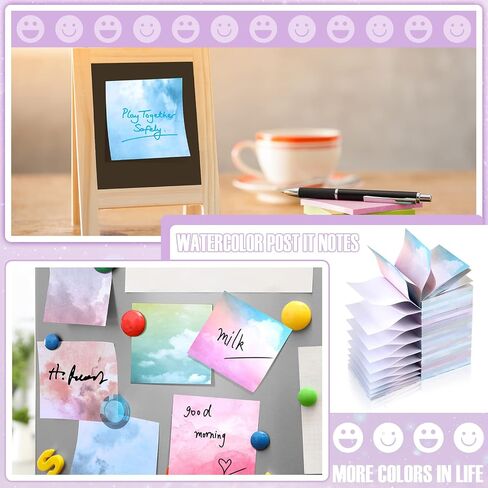 24 Pads Watercolors Pop up Sticky Notes 3 x 3 Inches Water Colors Self Stick Notes Water Colors Self Stick Memo Pads for Office Home Notebook Work Supplies in Saudi Arabia