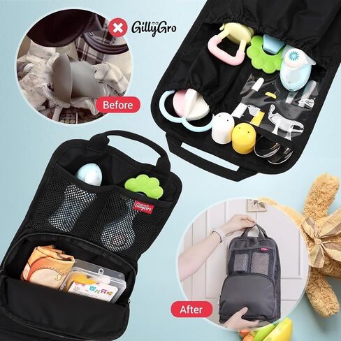 حقيبة ظهر عمودية كبيرة من GillyGro لحمل حقيبة اليد والحمل والنزهة والتخييم - مقاس XL قابل للطي معزول ومقاوم للماء مع جيوب ومقابض، وإكسسوارات السفر للنساء والرجال in Kuwait