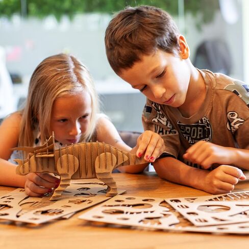 Cottify Dinosaur 3D Cardboard Puzzle - Fun 3D Puzzles for Adults & Kids, Easy to Assemble 3D Puzzle, Eco-Friendly, No Scissors or Glue Needed, Perfect Sustainable Gift (2-Pack) in Saudi Arabia