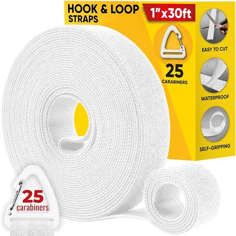 Hook and Loop One Wrap Tape, Fastening Cable Straps with Heavy Duty Strenght, Easy to Cut Roll, Quick Wrap Cable Straps, Bundling Ties Fasten Self Gripping for Storage and Organization (Black) in Kuwait