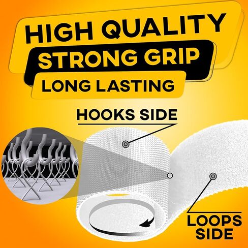 Hook and Loop One Wrap Tape, Fastening Cable Straps with Heavy Duty Strenght, Easy to Cut Roll, Quick Wrap Cable Straps, Bundling Ties Fasten Self Gripping for Storage and Organization (Black) in Kuwait