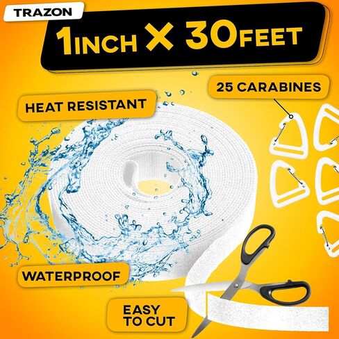 Hook and Loop One Wrap Tape, Fastening Cable Straps with Heavy Duty Strenght, Easy to Cut Roll, Quick Wrap Cable Straps, Bundling Ties Fasten Self Gripping for Storage and Organization (Black) in Kuwait