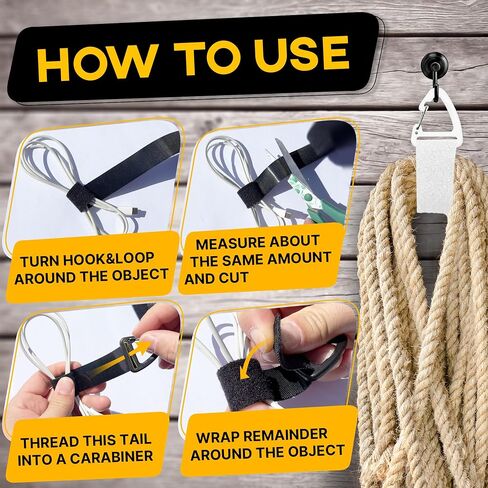 Hook and Loop One Wrap Tape, Fastening Cable Straps with Heavy Duty Strenght, Easy to Cut Roll, Quick Wrap Cable Straps, Bundling Ties Fasten Self Gripping for Storage and Organization (Black) in Kuwait