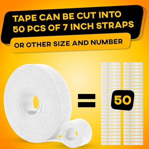 Hook and Loop One Wrap Tape, Fastening Cable Straps with Heavy Duty Strenght, Easy to Cut Roll, Quick Wrap Cable Straps, Bundling Ties Fasten Self Gripping for Storage and Organization (Black) in Kuwait