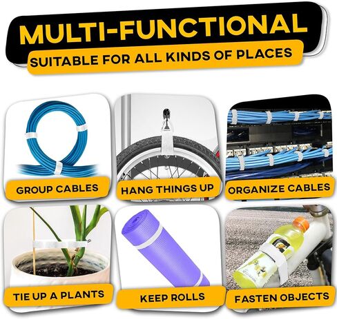 Hook and Loop One Wrap Tape, Fastening Cable Straps with Heavy Duty Strenght, Easy to Cut Roll, Quick Wrap Cable Straps, Bundling Ties Fasten Self Gripping for Storage and Organization (Black) in Kuwait