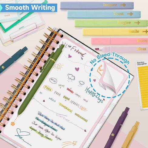6 Pack Colored Pens and 6 Pack Bible Highlighters Set, Vibrant Aesthetic Pastel Highlighters & No Bleed Ink Colorful Gel Pens for Bible Study, Journals, and Planner (Bright) in Saudi Arabia