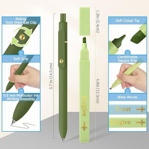 6 Pack Colored Pens and 6 Pack Bible Highlighters Set, Vibrant Aesthetic Pastel Highlighters & No Bleed Ink Colorful Gel Pens for Bible Study, Journals, and Planner (Bright) in Saudi Arabia