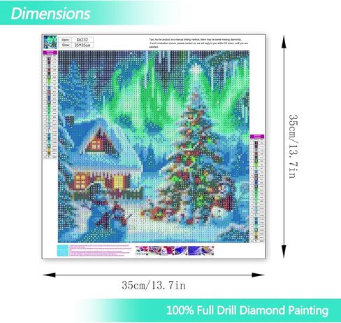 MBNTJHT مجموعات الرسم الماسي السهلة لعيد الميلاد للبالغين المبتدئين، مجموعات فنية ماسية كاملة للشجرة والأورورا ثلاثية الأبعاد للبالغين، لوحة فنية ماسية لعيد الميلاد لديكور المنزل مقاس 14 × 14 بوصة. in Kuwait