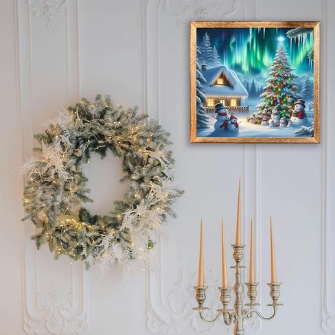 MBNTJHT مجموعات الرسم الماسي السهلة لعيد الميلاد للبالغين المبتدئين، مجموعات فنية ماسية كاملة للشجرة والأورورا ثلاثية الأبعاد للبالغين، لوحة فنية ماسية لعيد الميلاد لديكور المنزل مقاس 14 × 14 بوصة. in Kuwait