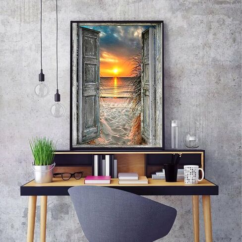 3ABOY الماس الفن اللوحة شروق الشمس المناظر الطبيعية عدة للبالغين الطلاء الحفر الكامل مع الماس الفن غروب الشمس الشاطئ اللوحة بواسطة عدد مجموعات جوهرة الفن جدار ديكور المنزل (11.8 × 15.7 بوصة) in Kuwait