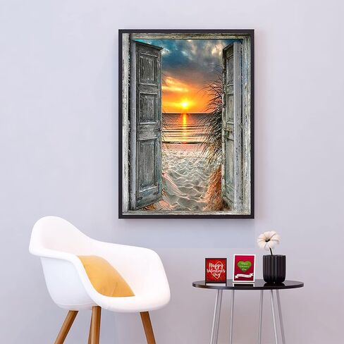 3ABOY الماس الفن اللوحة شروق الشمس المناظر الطبيعية عدة للبالغين الطلاء الحفر الكامل مع الماس الفن غروب الشمس الشاطئ اللوحة بواسطة عدد مجموعات جوهرة الفن جدار ديكور المنزل (11.8 × 15.7 بوصة) in Kuwait