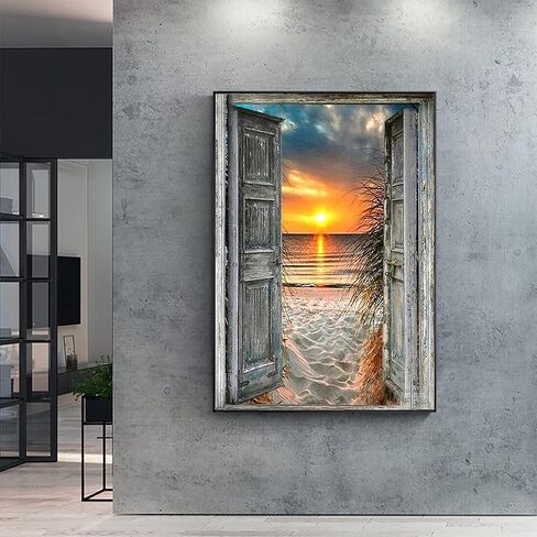 3ABOY الماس الفن اللوحة شروق الشمس المناظر الطبيعية عدة للبالغين الطلاء الحفر الكامل مع الماس الفن غروب الشمس الشاطئ اللوحة بواسطة عدد مجموعات جوهرة الفن جدار ديكور المنزل (11.8 × 15.7 بوصة) in Kuwait