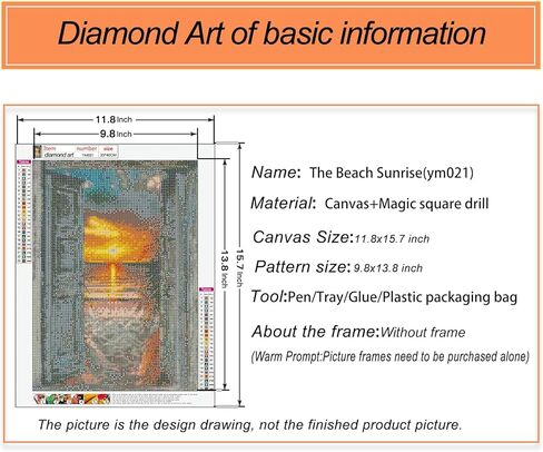 3ABOY الماس الفن اللوحة شروق الشمس المناظر الطبيعية عدة للبالغين الطلاء الحفر الكامل مع الماس الفن غروب الشمس الشاطئ اللوحة بواسطة عدد مجموعات جوهرة الفن جدار ديكور المنزل (11.8 × 15.7 بوصة) in Kuwait