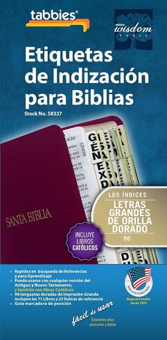 20 عبوة من Tabbies مع علامات تبويب فهرسة الكتاب المقدس الإسبانية ذات حواف ذهبية، العهد القديم والجديد، 80 علامة تبويب (58353) in Saudi Arabia