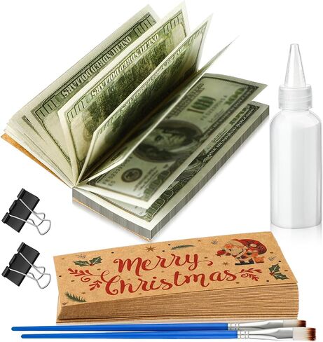 مجموعة Fullhawl 12 مجموعة من وسائد نقود عيد الميلاد 24 قطعة من ورق الكرافت لعيد الميلاد المجيد حامل هدايا نقود عيد الميلاد مجموعة الحشو DIY تتضمن 2 أونصة من حامل النقود المركب المفكرة لعطلة عيد الميلاد in Kuwait