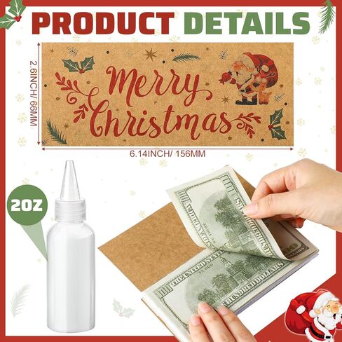 مجموعة Fullhawl 12 مجموعة من وسائد نقود عيد الميلاد 24 قطعة من ورق الكرافت لعيد الميلاد المجيد حامل هدايا نقود عيد الميلاد مجموعة الحشو DIY تتضمن 2 أونصة من حامل النقود المركب المفكرة لعطلة عيد الميلاد in Kuwait