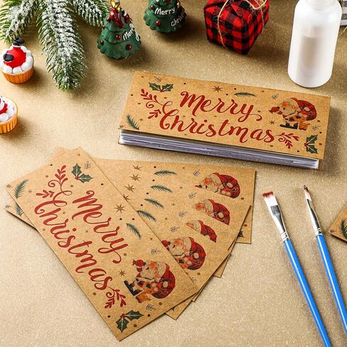 مجموعة Fullhawl 12 مجموعة من وسائد نقود عيد الميلاد 24 قطعة من ورق الكرافت لعيد الميلاد المجيد حامل هدايا نقود عيد الميلاد مجموعة الحشو DIY تتضمن 2 أونصة من حامل النقود المركب المفكرة لعطلة عيد الميلاد in Kuwait