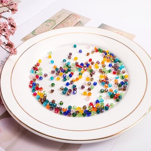 1800pcs 4mm Bicone Crystal Beads for Jewelry Making Wholesale Faceted Bicone Glass Beads for DIY Bracelets Necklaces Earrings Suncatcher Craft Beading with Container Box (15 AB Colors) in Saudi Arabia