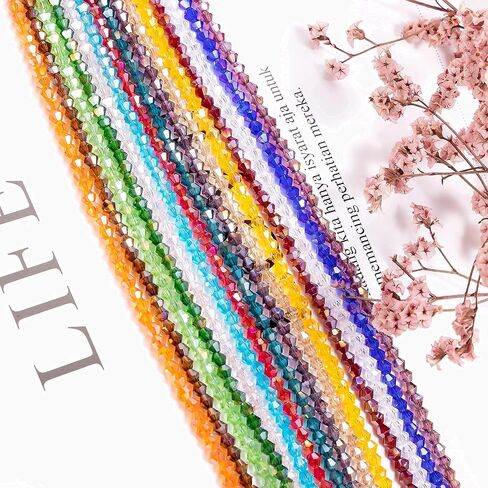1800pcs 4mm Bicone Crystal Beads for Jewelry Making Wholesale Faceted Bicone Glass Beads for DIY Bracelets Necklaces Earrings Suncatcher Craft Beading with Container Box (15 AB Colors) in Saudi Arabia