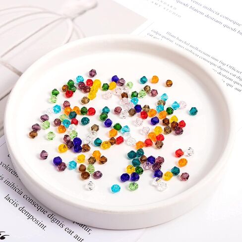 1800pcs 4mm Bicone Crystal Beads for Jewelry Making Wholesale Faceted Bicone Glass Beads for DIY Bracelets Necklaces Earrings Suncatcher Craft Beading with Container Box (15 AB Colors) in Saudi Arabia