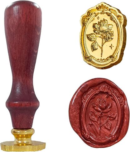 ZOOYOO Embossment Rose Vintage Wax Seal Stamp Removable Brass Head Sealing Stamp with Wooden Handle for Wedding Party Invitation, Presents Wrap, Envelope in Saudi Arabia