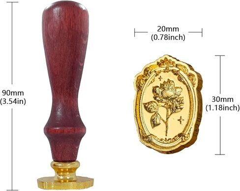 ZOOYOO Embossment Rose Vintage Wax Seal Stamp Removable Brass Head Sealing Stamp with Wooden Handle for Wedding Party Invitation, Presents Wrap, Envelope in Saudi Arabia
