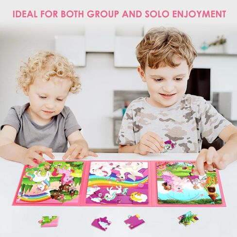 Magnetic Puzzles for Kids Ages 4-6, 20-Piece Toddler Travel Toys Unicorn Princess Puzzles Ages 3-5, Educational Learning Magnets, Ideal Road Trip Activities Toys for 3 4 5 6 Boys and Girls in Saudi Arabia