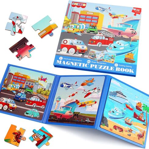 Magnetic Puzzles for Kids Ages 4-6, 20-Piece Toddler Travel Toys Unicorn Princess Puzzles Ages 3-5, Educational Learning Magnets, Ideal Road Trip Activities Toys for 3 4 5 6 Boys and Girls in Saudi Arabia