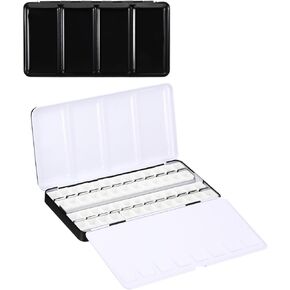 PATIKIL Empty Watercolor Palette, Metal Watercolor Tin with 52pcs Half Pans Paint Case with Lid Paint Box for Travel Gouache Oil Painting, Pink