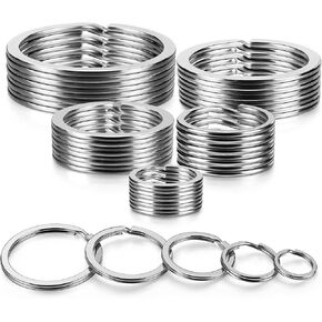 YHYZ Split Key Ring Circle Assorted, Metal Flat Round Keyring Durable in 5 Sizes (Small 1/2 inch, 3/4 inch,1 inch, 1.25 inch, 1.38 inch), for Dog Pet Collar DIY Tag Jewelry Car Key (Flat Round)